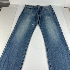 Lucky Brand Jean Men 34x31* 361 Vintage Straight Blue Distressed Denim Tag 33x32